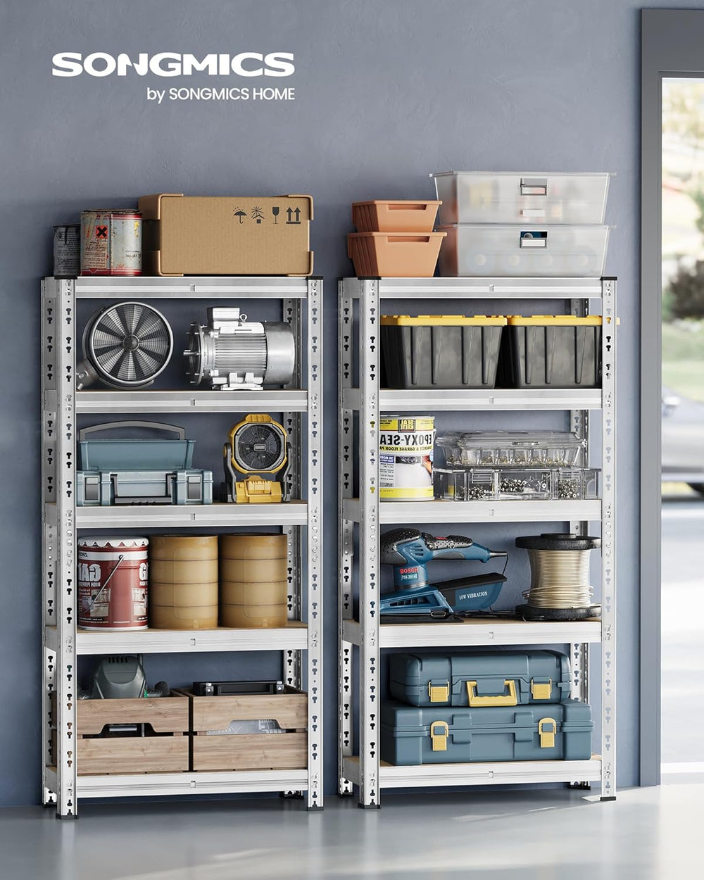 Heavy-Duty Garage Shelving Unit -Set of 2 (30x75x150cm)