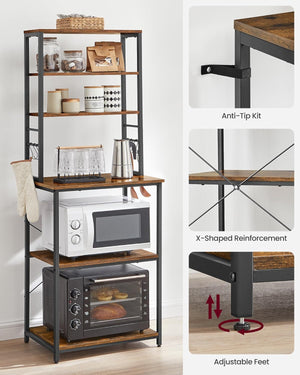 Kitchen Baker’s Rack with Shelves and Hooks