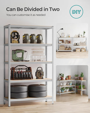 5-Tier Garage Storage Shelf – Steel, Boltless & Durable (60x120x200cm) - Karrari