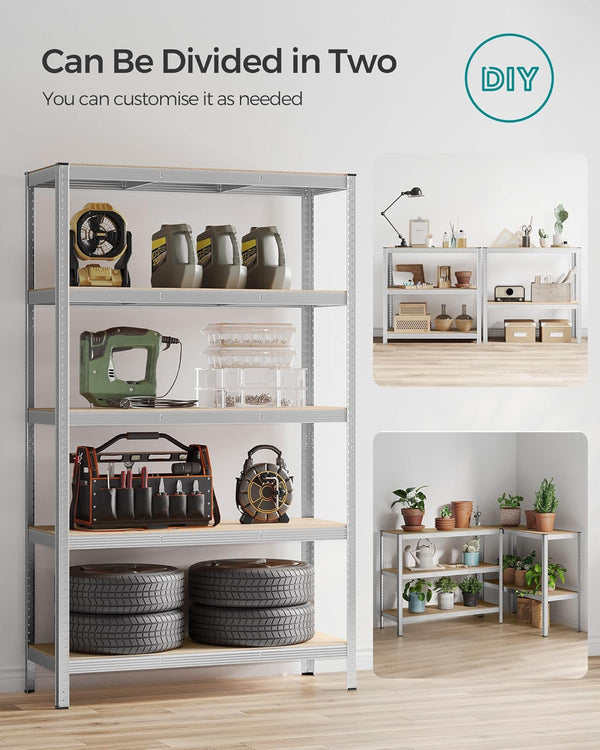 5-Tier Garage Storage Shelf – Steel, Boltless & Durable (60x120x200cm) - Karrari