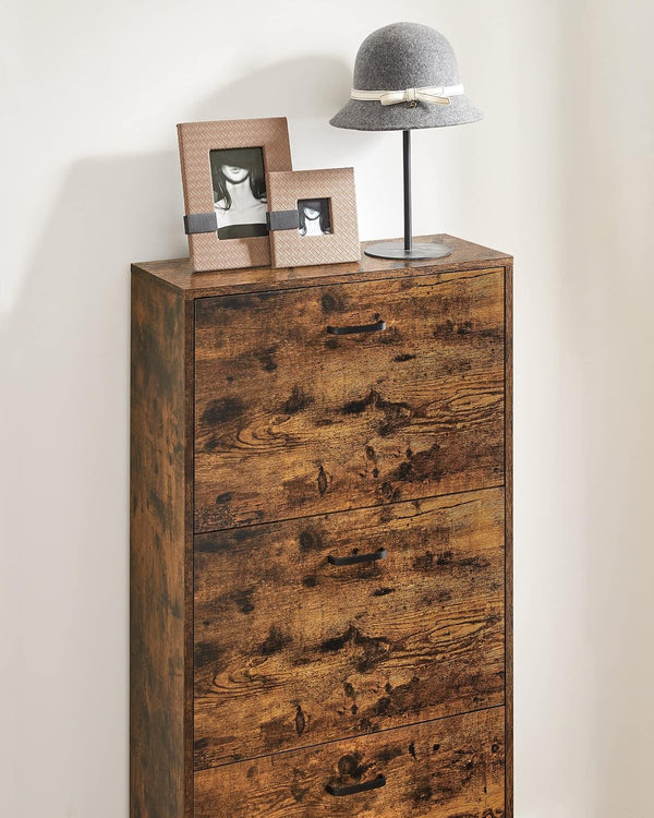 Slim 3-Tier Shoe Cabinet with Flip Doors