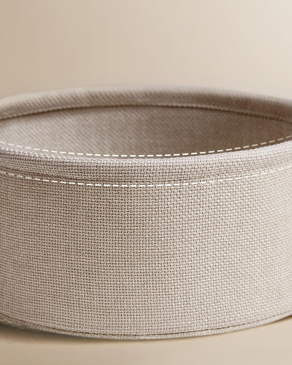Round Coffee Table with Storage Basket, Metal Frame