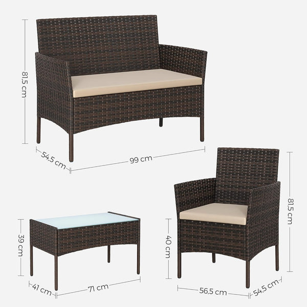 4-Piece Outdoor Rattan Furniture Set with Table & Seating