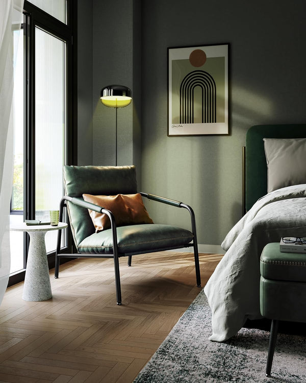 Mid-Century Chair with Armrests - Forest Green - Karrari