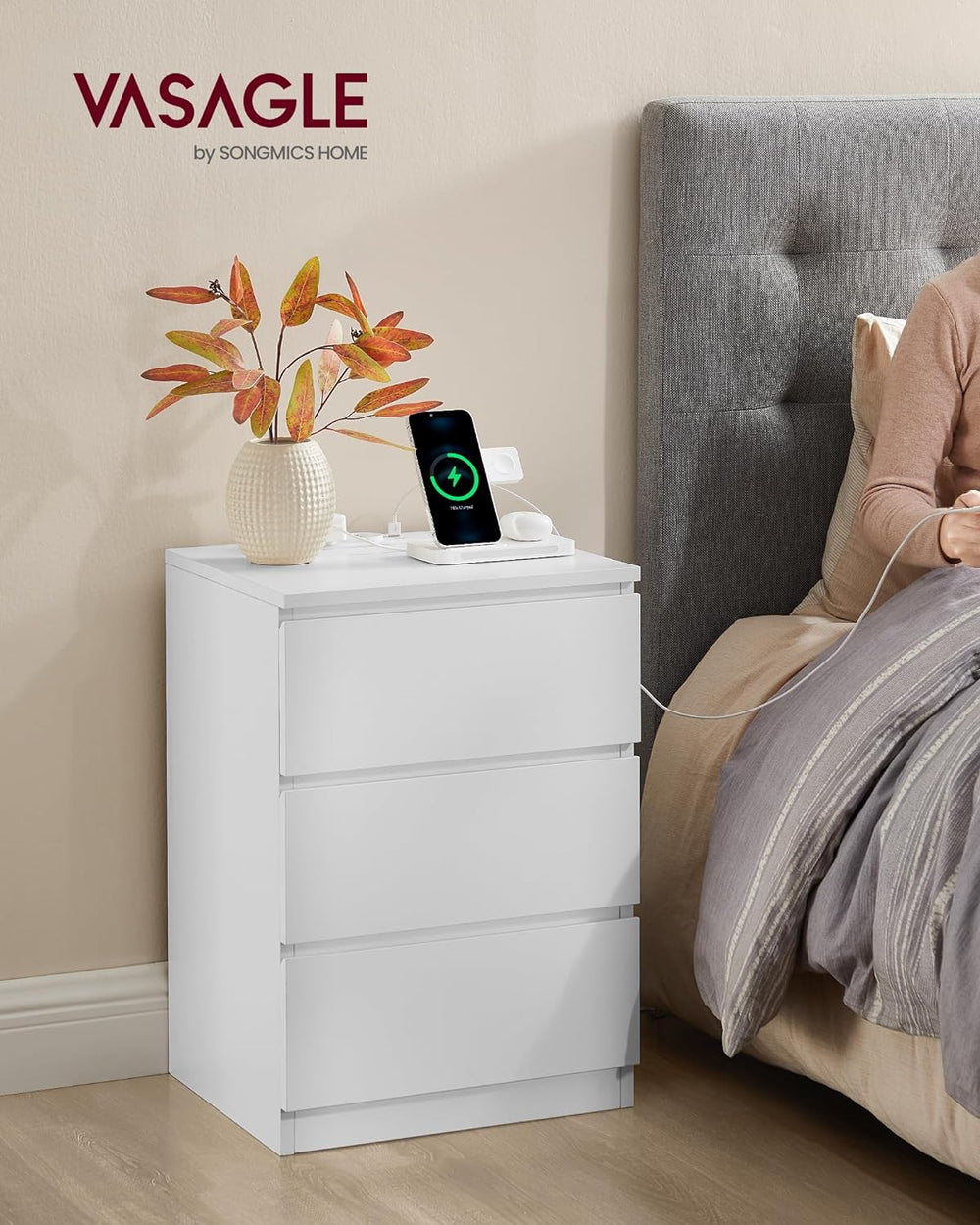 2-Piece Bedside Tables – Drawers & Charging Ports - Karrari