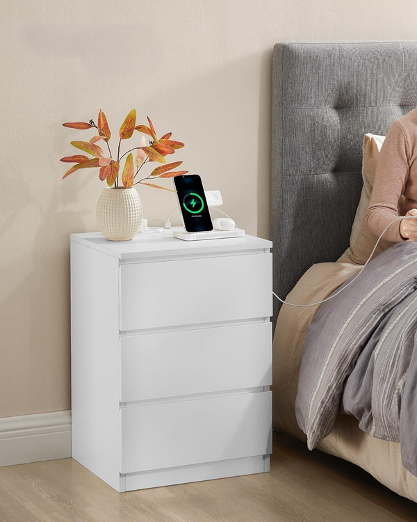 3-Drawer Bedside Table with Charging Ports - Karrari
