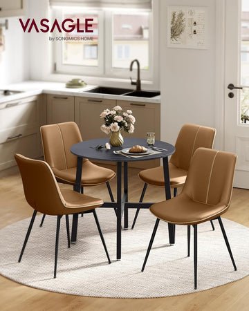 Dining Table Small Round Kitchen Table Living Room Office 80cm D 75cm H Industrial Design Ebony Black Ink Black