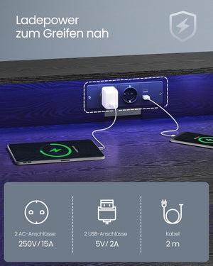 Gaming Desk with Power Strip & Dual Monitor Stand - Karrari