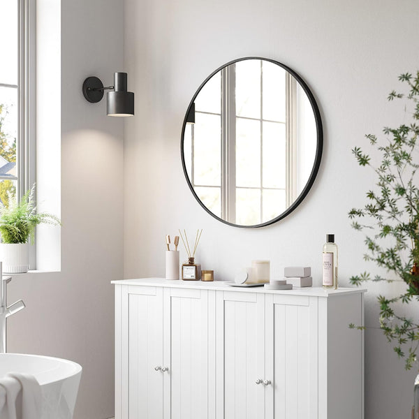 Round Wall Mirror with Metal Frame (76cm)