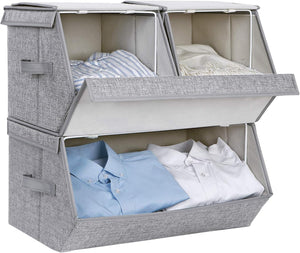Set of 3 Stackable Storage Boxes with Lids - Karrari