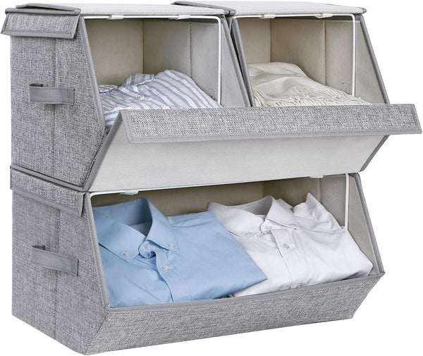 Set of 3 Stackable Storage Boxes with Lids - Karrari