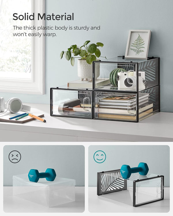 Set of 18 Clear Stackable Shoe Storage Boxes