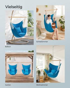 Comfort Hanging Swing Chair with Cushions - Blue