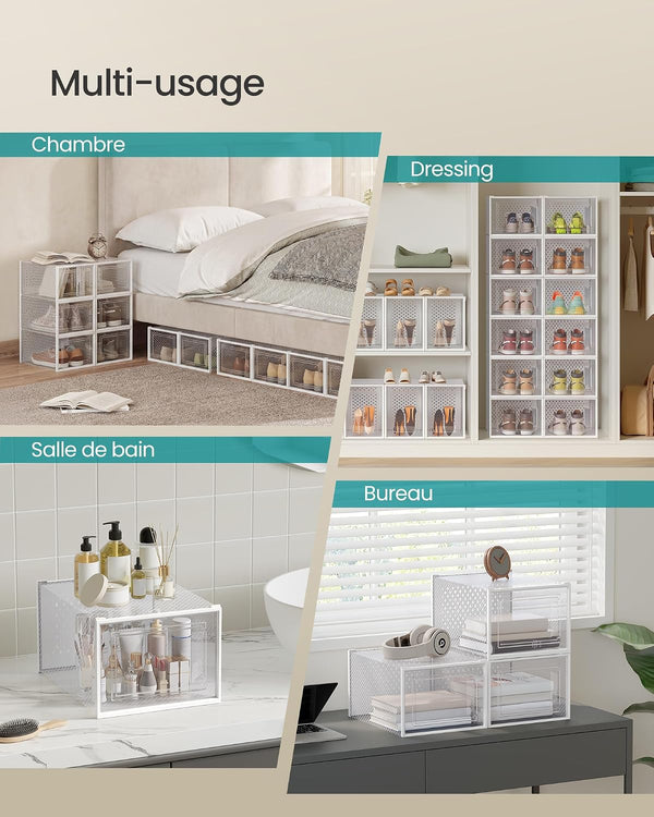 Pack of 18 Stackable Shoe Storage Boxes