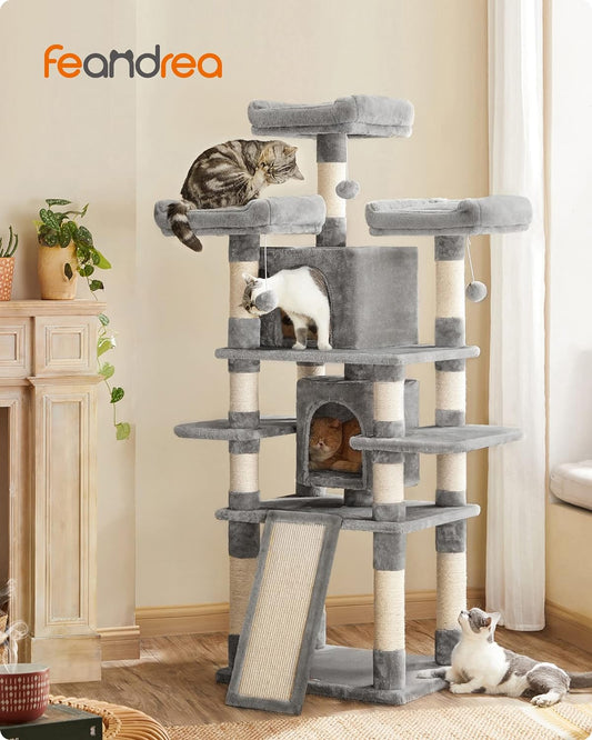Scratching Post for Cats, Scratching Post, 170 cm, Light Gray