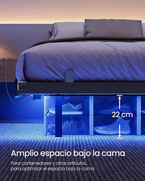 Single Bed Frame (90x190cm) LED Lighting & Electrical Outlets