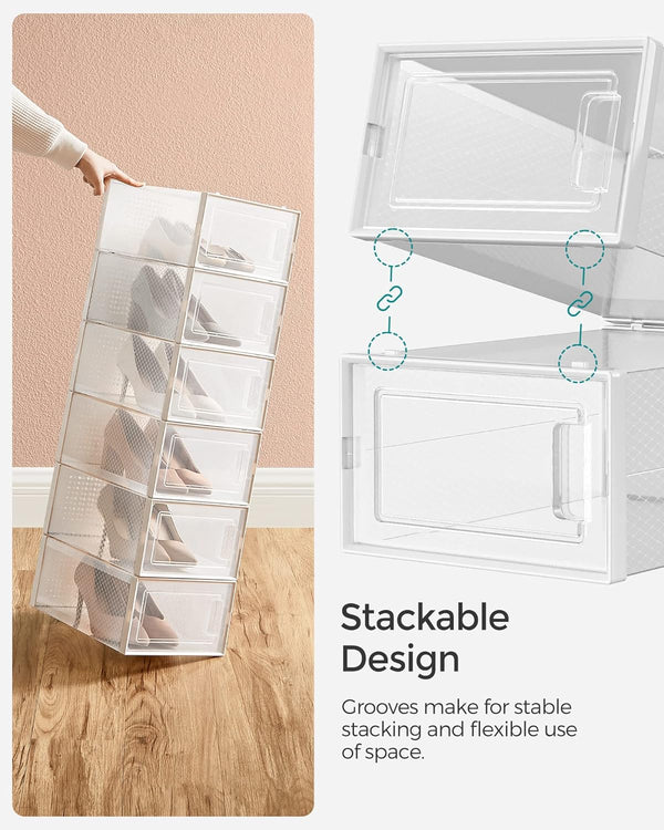 Set of 12 Clear Stackable Shoe Storage Boxes - Karrari