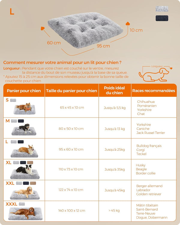 Fluffy Plush Dog Bed with Soft Padding (Washable)