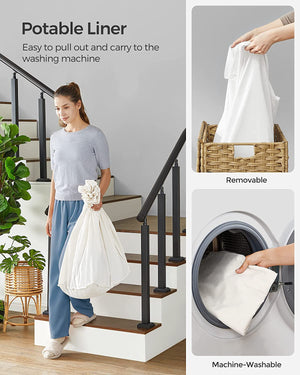 140L 3-Section Laundry Hamper - Lid & Wheels - Karrari
