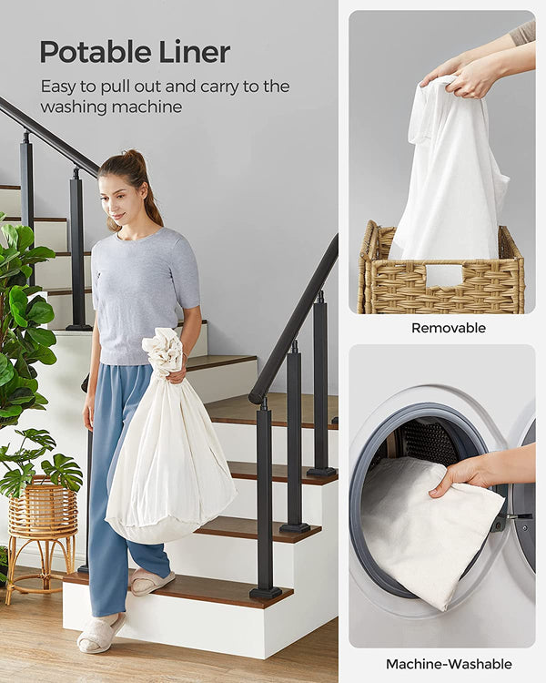140L 3-Section Laundry Hamper - Lid & Wheels - Karrari