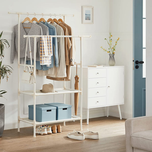 Double Hanging Clothes Rack with Storage Shelves - Karrari