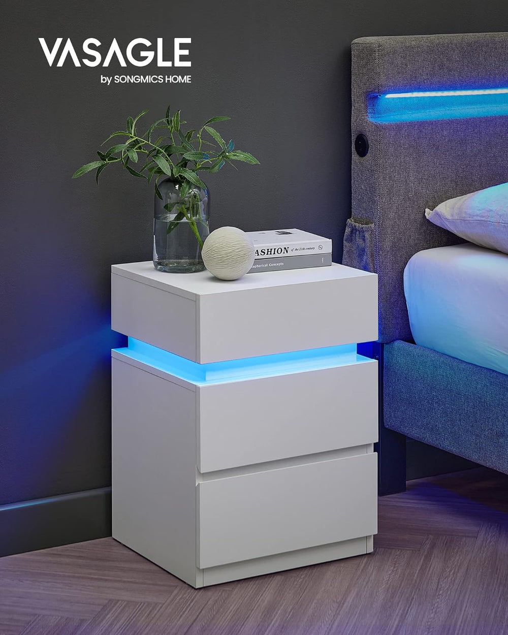LED Nightstand – Adjustable Colours & Storage - Karrari