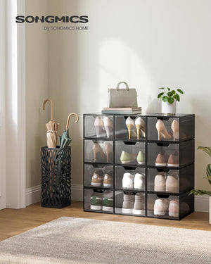 6-Pack Plastic Shoe Storage Boxes – Stackable