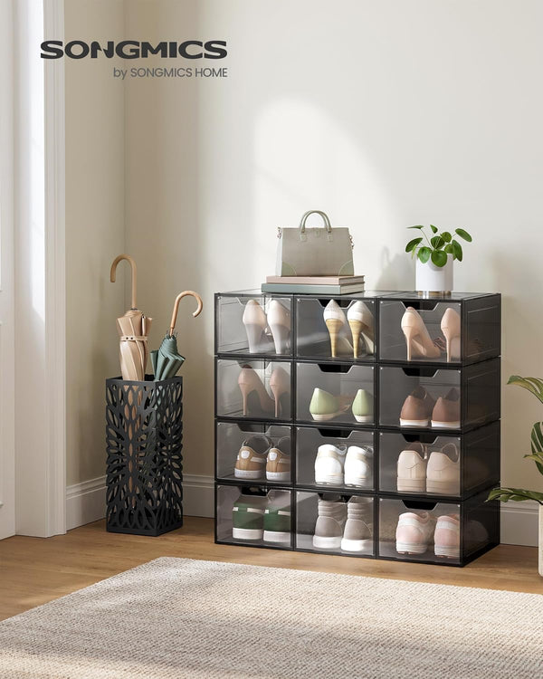 6-Pack Plastic Shoe Storage Boxes – Stackable