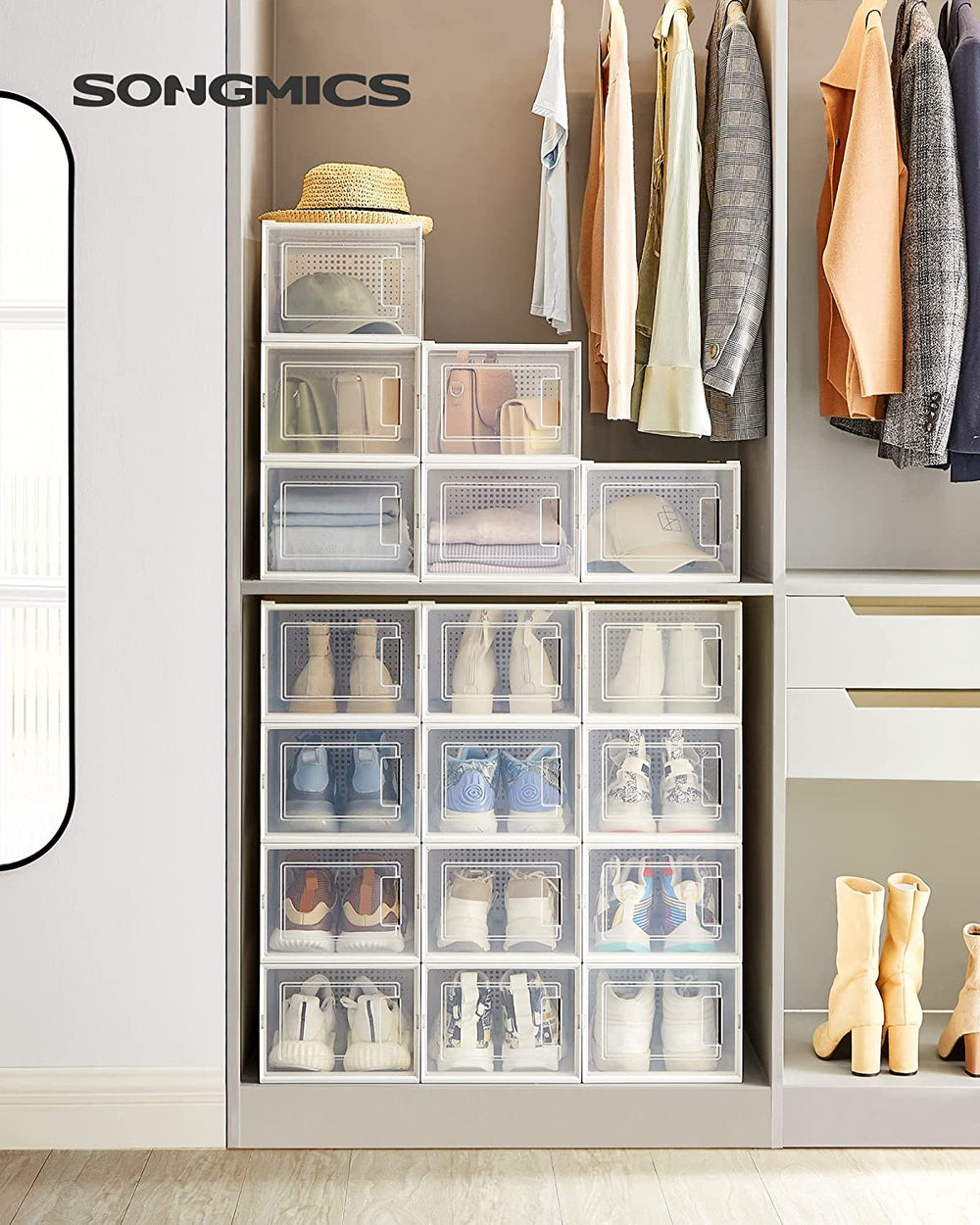 Pack of 18 Foldable Stackable Shoe Storage Boxes - Karrari