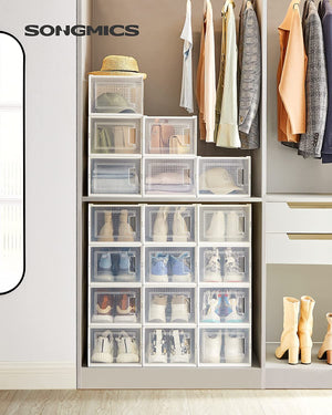 Pack of 18 Foldable Stackable Shoe Storage Boxes - Karrari