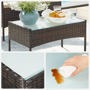 4-Piece Outdoor Rattan Furniture Set with Table & Seating