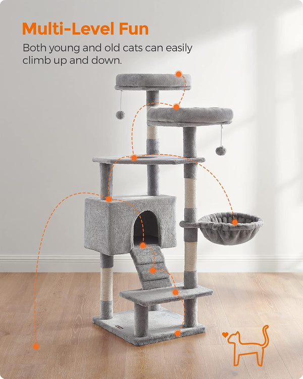 Large Cat Tower - Scratching Posts, Caves & Hammock