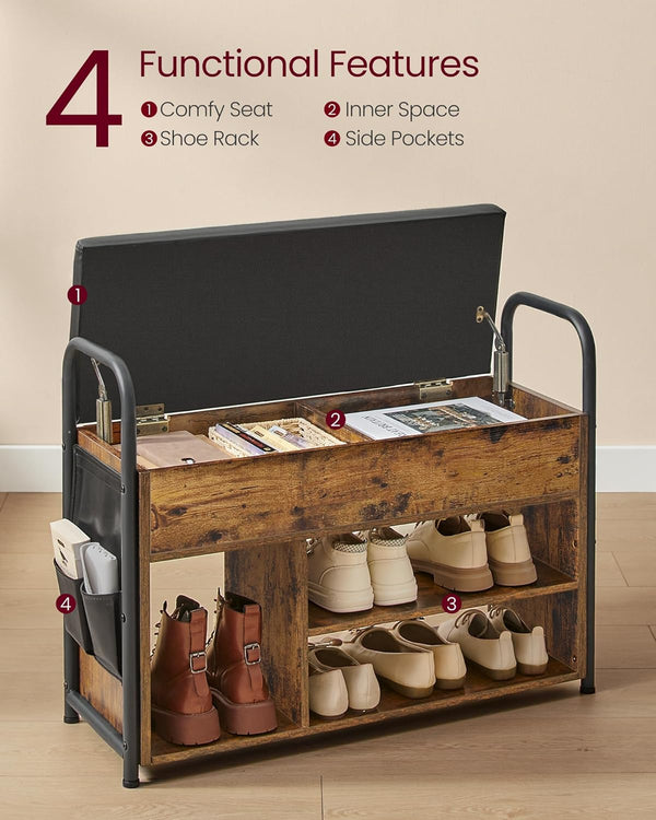PU Shoe Storage Bench with Seat & Handles - Karrari