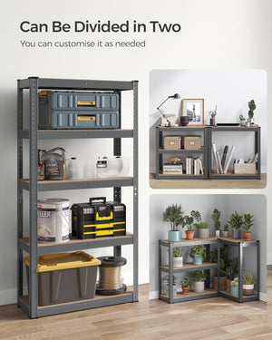 Heavy-Duty Storage Shelf - 5 Adjustable Steel Shelves (30x75x150cm) - Karrari
