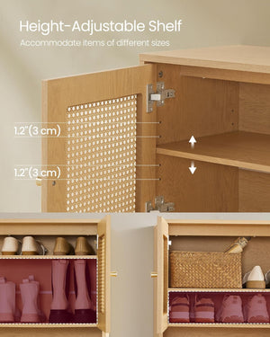 3-Tier Shoe Cabinet - Rattan Doors - Karrari