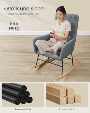 Rocking Chair with Armrests - Slate Grey - Karrari