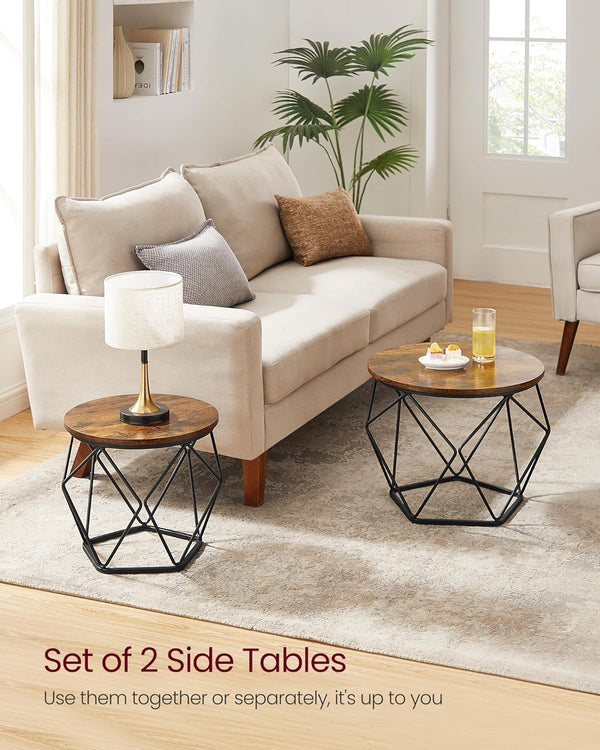 2-Piece Round Coffee Tables with Removable Tops