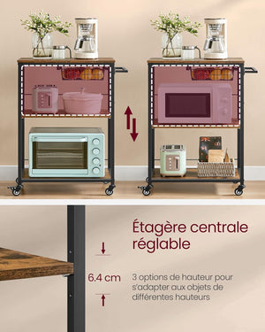 3-Tier Kitchen Trolley with Basket - Karrari