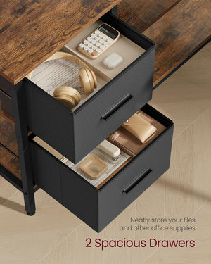 L-Shaped Desk with 2 Drawers & Monitor Stand - Karrari