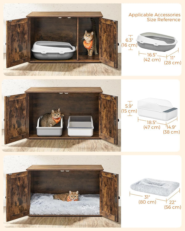 Vintage Cat Litter Tray Cabinet - Doors (Easy Assembly) - Karrari