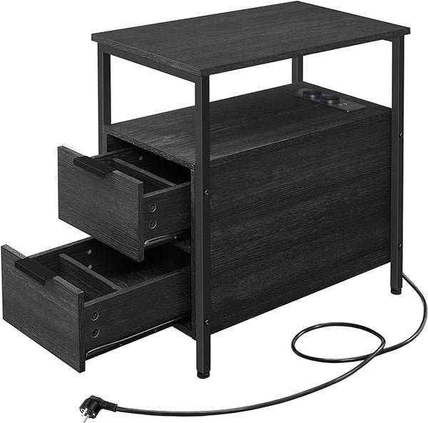 Side Table with Power Strip & Drawers - Karrari