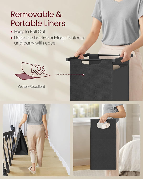 2-Section Laundry Hamper - Ladder, Shelves & Hooks - Karrari