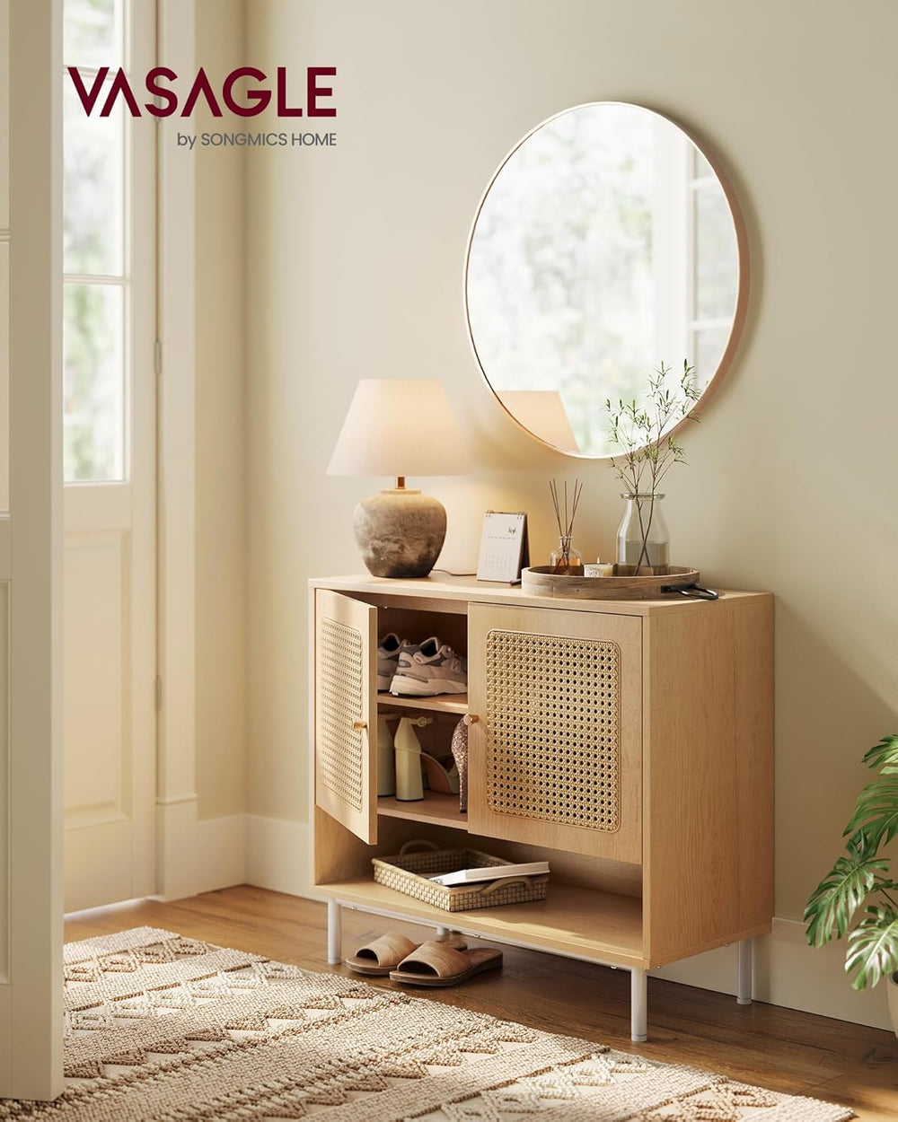 3-Tier Shoe Cabinet - Rattan Doors - Karrari