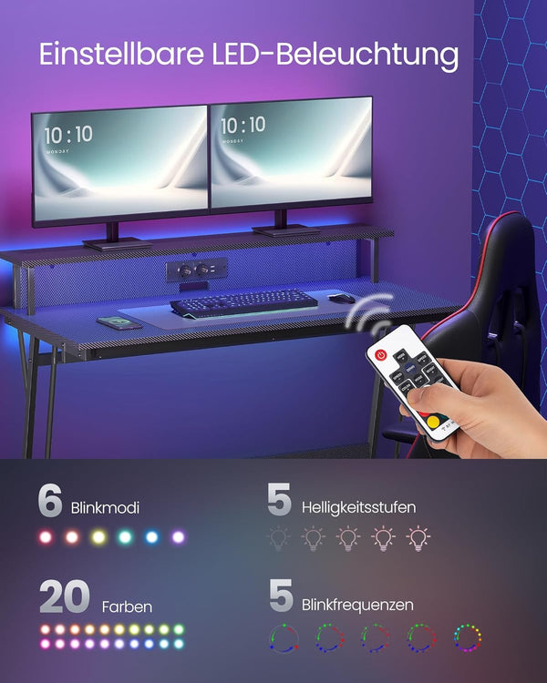 Gaming Desk with Built-in Power Strip & Monitor Stand - Karrari