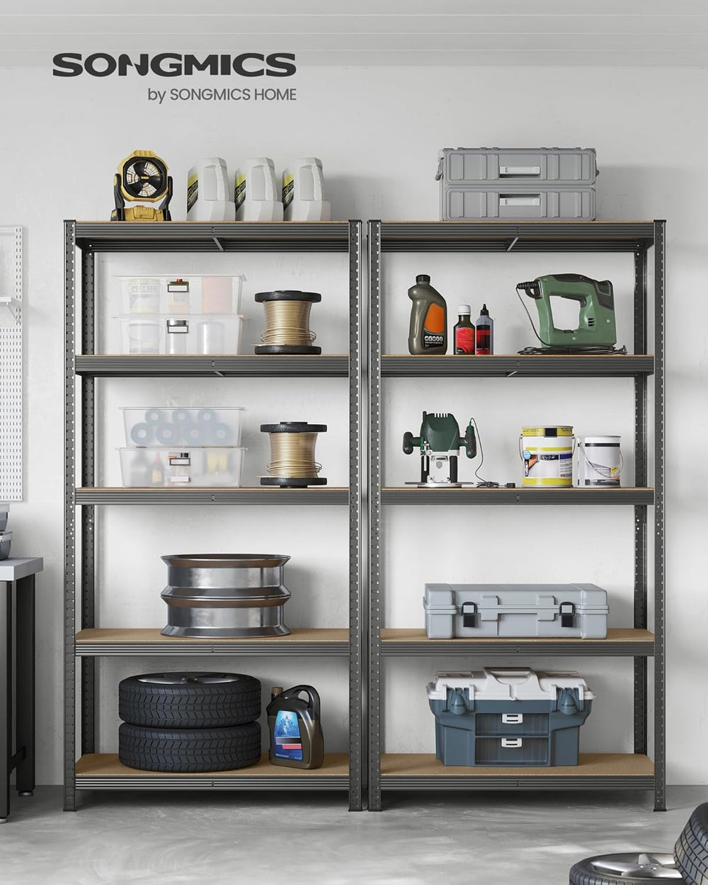Basement & Garage Shelving - Heavy-Duty 5-Tier Steel Rack (50x100x200cm) - Karrari