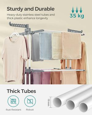 Large 4-Tier Foldable Clothes Airer – Stainless Steel - Karrari
