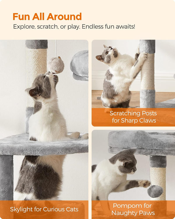 Large Cat Tower - Scratching Posts, Caves & Hammock
