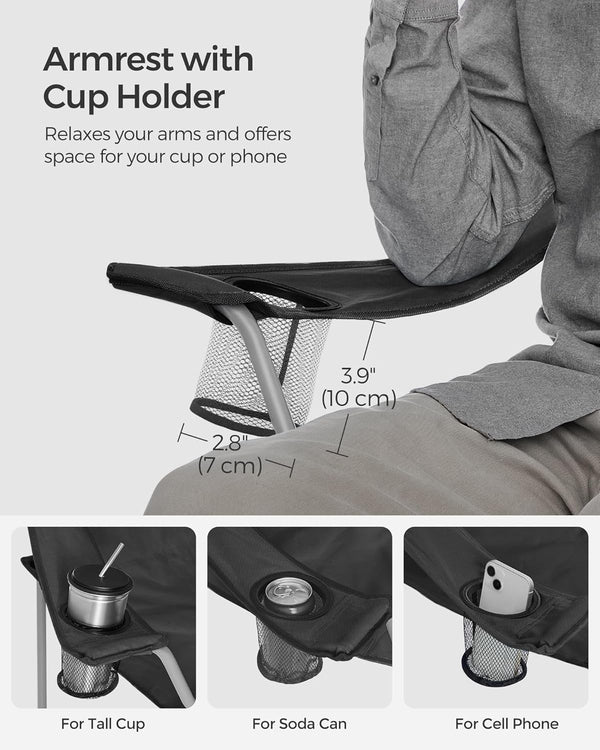 Folding Camping Chairs with Cup Holders (Set of 2)