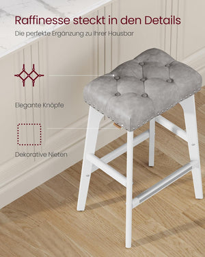 Set of 2 Faux Leather Bar Stools with Buttons & Rivets - Karrari