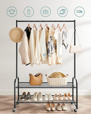 Multi-Functional Clothes Rail with Wheels & Storage - Karrari